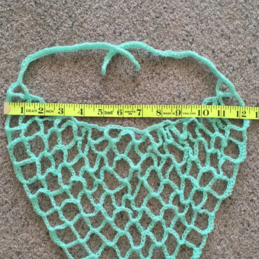HAND CRAFTED Bandana Scarf Kerchief Crochet Mint Green - Picture 5 of 6
